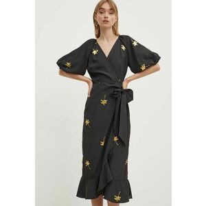 Never Fully Dressed rochie culoarea negru, midi, evazati imagine