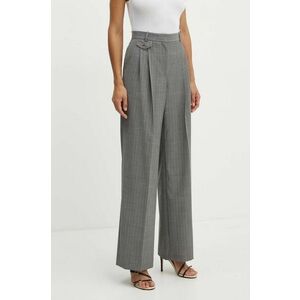 BOSS pantaloni de lana culoarea gri, lat, high waist, 50525850 imagine