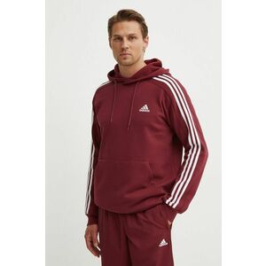 adidas bluza Essentials barbati, culoarea bordo, cu glugă, cu imprimeu, JG5949 imagine