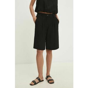 Answear Lab pantaloni scurti femei, culoarea negru, neted, high waist imagine