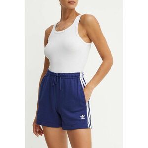 adidas Originals pantaloni scurti femei, culoarea albastru marin, cu imprimeu, high waist, IY2158 imagine