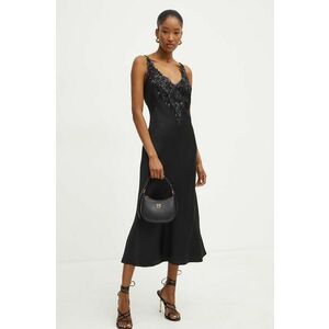 Luisa Spagnoli rochie GESSO culoarea negru, midi, evazati, 541223 imagine