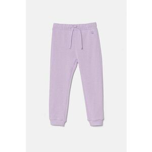 United Colors of Benetton pantaloni de trening din bumbac pentru copii culoarea violet, neted, 3J70GF01N imagine