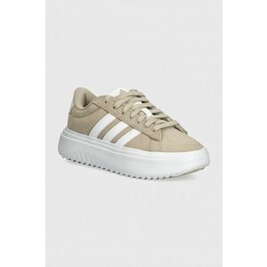 adidas sneakers din piele intoarsă Grand Court Platform culoarea bej, IH2408 imagine