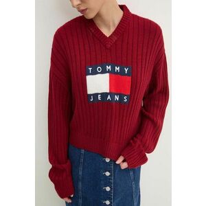 Tommy Jeans pulover femei, culoarea bordo, light, DW0DW18528 imagine