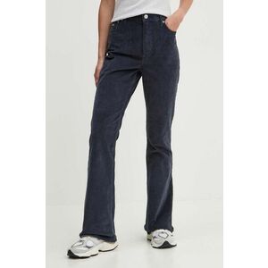 Tommy Jeans pantaloni de catifea cord culoarea albastru marin, evazati, high waist, DW0DW18502 imagine