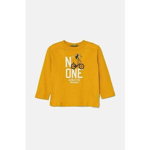 United Colors of Benetton longsleeve din bumbac pentru copii culoarea galben, cu imprimeu, 3I1XG10FL imagine