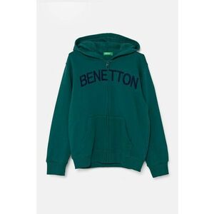 United Colors of Benetton hanorac de bumbac pentru copii culoarea verde, cu glugă, modelator, 3J68C503X imagine