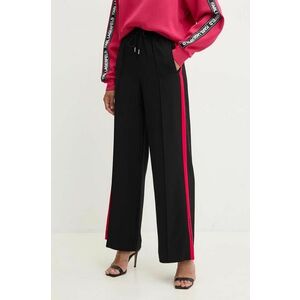 Karl Lagerfeld pantaloni femei, culoarea negru, lat, high waist, 245W1008 imagine