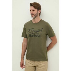 Barbour tricou din bumbac barbati, culoarea verde, cu imprimeu, MTS1346 imagine