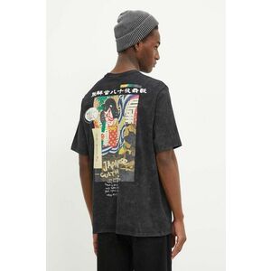 Desigual tricou din bumbac MAX barbati, culoarea negru, cu imprimeu, 24WMTK30 imagine