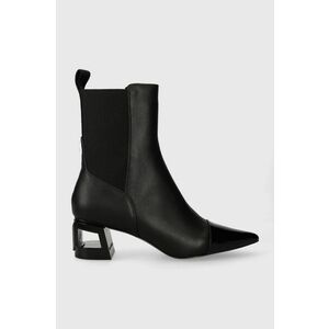 Karl Lagerfeld Ghete Chelsea de piele femei, culoarea negru, cu toc drept imagine