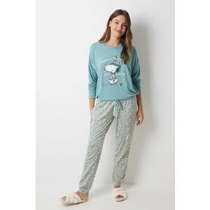 women'secret pijama Snoopy femei, culoarea verde, 3138571 imagine