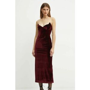 Bardot rochie de catifea CAMELLIA culoarea bordo, midi, mulata, 59535DB imagine