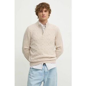 Hackett London pulover de lana barbati, culoarea bej, light, cu turtleneck, HM703242 imagine