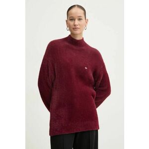 Tommy Jeans pulover femei, culoarea bordo, cu turtleneck, DW0DW19682 imagine