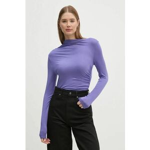 United Colors of Benetton longsleeve femei, culoarea violet, cu turtleneck, 32AVD108J imagine