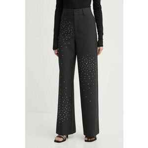 MAX&Co. pantaloni femei, culoarea gri, drept, high waist, 2426136015200 imagine