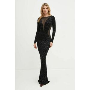 Elisabetta Franchi rochie culoarea negru, maxi, mulata, AB73747E2 imagine