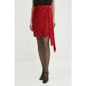 Never Fully Dressed fusta Sequin Mini Jaspre Skirt culoarea rosu, mini, evazati, NFDSK593 imagine