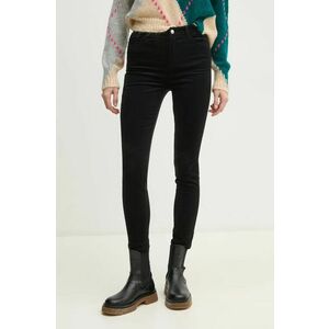 United Colors of Benetton pantaloni de catifea cord culoarea negru, mulata, high waist, 4MIQDE028 imagine