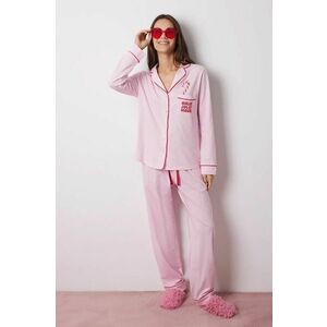 women'secret pijamale de bumbac VERY MERRY culoarea roz, bumbac, 3138657 imagine