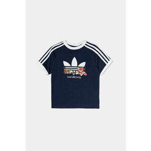 adidas Originals tricou de bumbac pentru copii culoarea albastru marin, cu imprimeu, JD0389 imagine