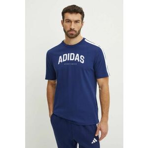 adidas tricou din bumbac M C COLLE Collegiate bărbați, culoarea albastru marin, cu imprimeu, JM0382 imagine