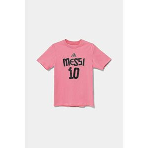 adidas Performance tricou de bumbac pentru copii MESSI culoarea roz, cu imprimeu, JM3552 imagine