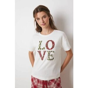 women'secret tricou din bumbac MIX AND MATCH LOVE ACTUALLY femei, culoarea bej, 3278422 imagine