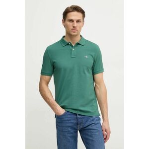 Gant polo de bumbac culoarea verde, neted imagine