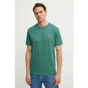 Gant tricou din bumbac barbati, culoarea verde, neted imagine