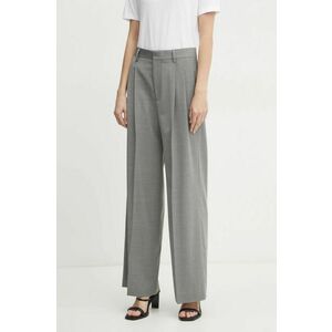 Filippa K pantaloni de lână culoarea gri, drept, high waist, 29582 imagine