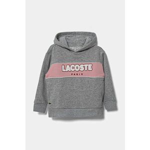 Lacoste bluză copii culoarea gri, cu glugă, cu imprimeu, SJ2445 imagine