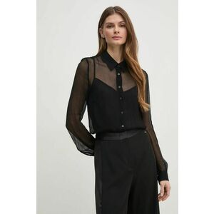 Pedro del Hierro cămașă femei, culoarea negru, cu guler clasic, regular, 6638236 imagine