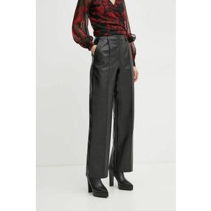 Bardot pantaloni de piele SEDONA femei, culoarea negru, lat, high waist, 59507PB imagine