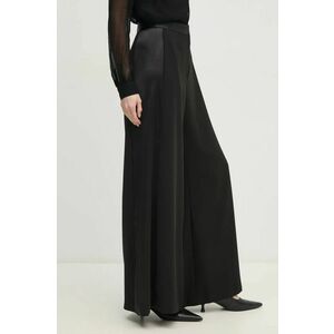 Pedro del Hierro pantaloni femei, culoarea negru, lat, high waist, 7608799 imagine