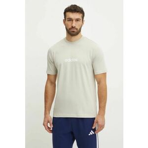 adidas tricou din bumbac Essentials Linear bărbați, culoarea bej, cu imprimeu, JE9007 imagine