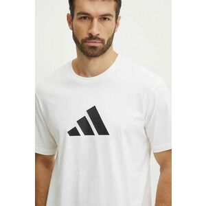 adidas tricou din bumbac Future Icons bărbați, culoarea bej, cu imprimeu, JD4913 imagine