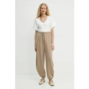 By Malene Birger pantaloni TEVANA femei, culoarea bej, neted, Q72551002 imagine