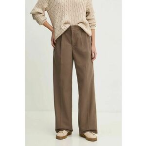 Dickies pantaloni PLEATED femei, culoarea maro, lat, high waist, DK0A863M imagine