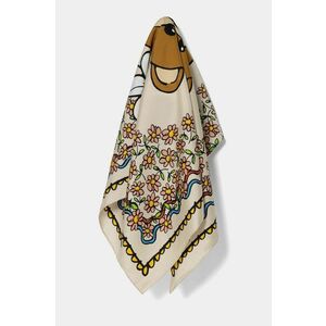 Moschino esarfa de matase 90 x 90 cm culoarea bej, modelator, M3229 3549 imagine