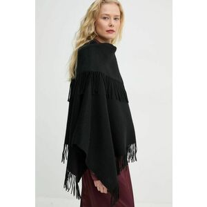 By Malene Birger poncho de lana TURTMA culoarea negru, light, Q70455023Z imagine