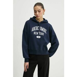 Abercrombie & Fitch bluza femei, culoarea albastru marin, cu glugă, cu imprimeu, KI152-4201 imagine