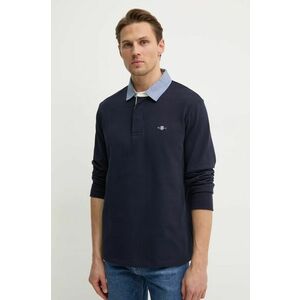 Gant longsleeve din bumbac culoarea albastru marin, neted, 2004082 imagine