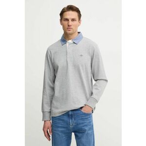 Gant longsleeve din bumbac culoarea gri, neted, 2004082 imagine