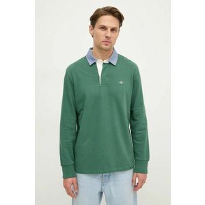 Gant longsleeve din bumbac culoarea verde, neted, 2004082 imagine