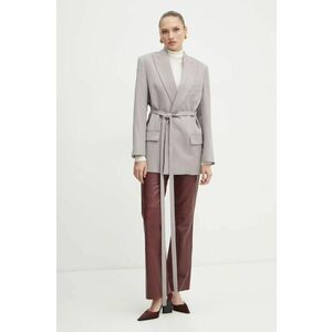 Victoria Beckham geaca de lana culoarea gri, cu doua randuri de nasturi, neted, 1125WJK006092A imagine