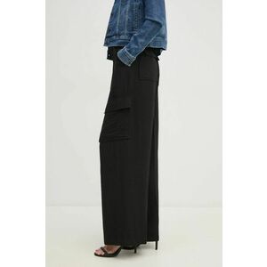 Dkny pantaloni femei, culoarea negru, fason cargo, high waist, P44KUV31 imagine