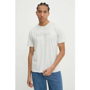 Hollister Co. tricou din bumbac barbati, culoarea gri, cu imprimeu, KI323-4213 imagine